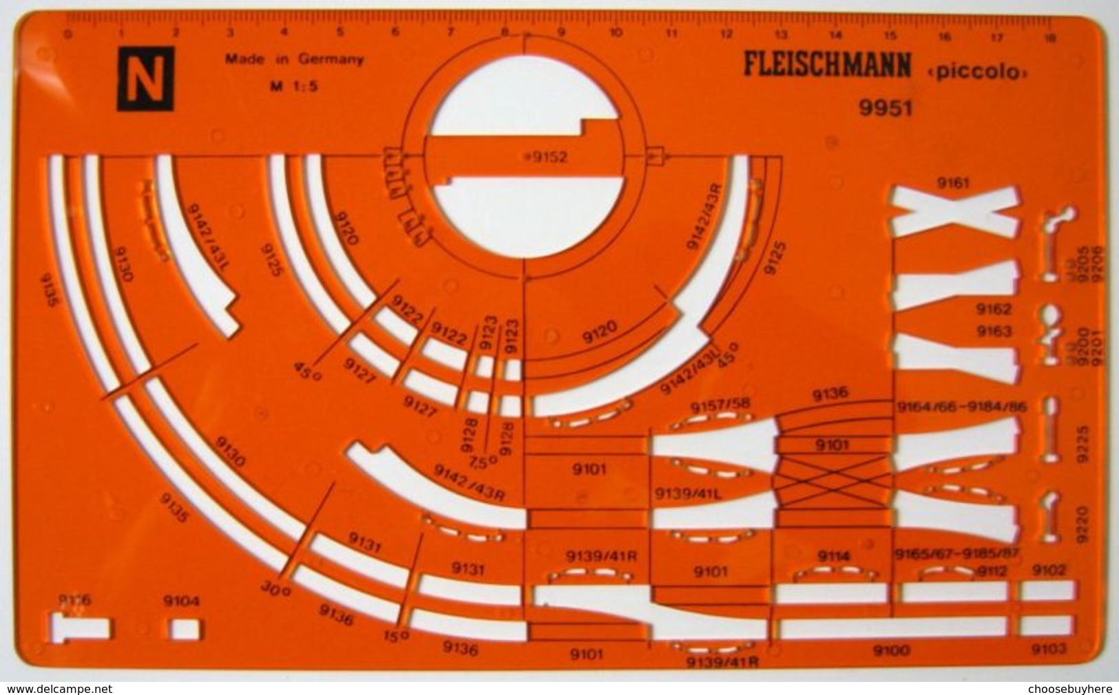 Fleischmann Zeichen Schablone 9901 Maßstab 1:10 H0 Gleisplan Gleispläne - Binari
