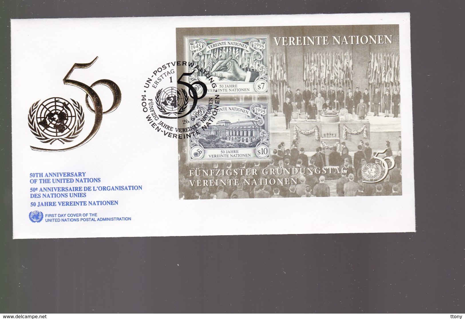 Une Carte 50 E Anniversaire De L'organisation Des Nations Unies  Année 1995 - Cartoline Maximum