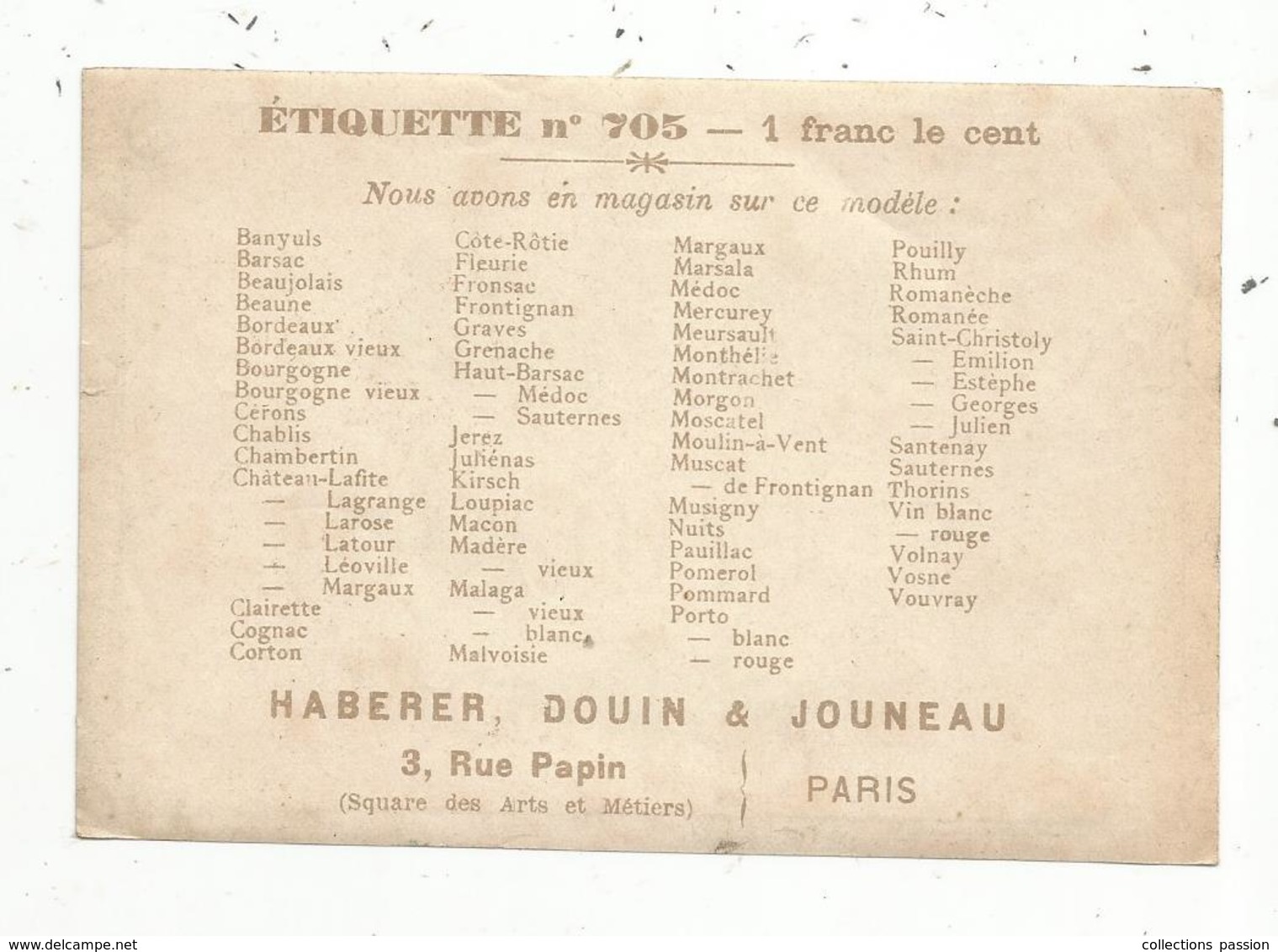 étiquette De Vin  , SAINT EMILION, Specimen ,Haberer , Douin & Jouneau , 2 Scans - Bordeaux