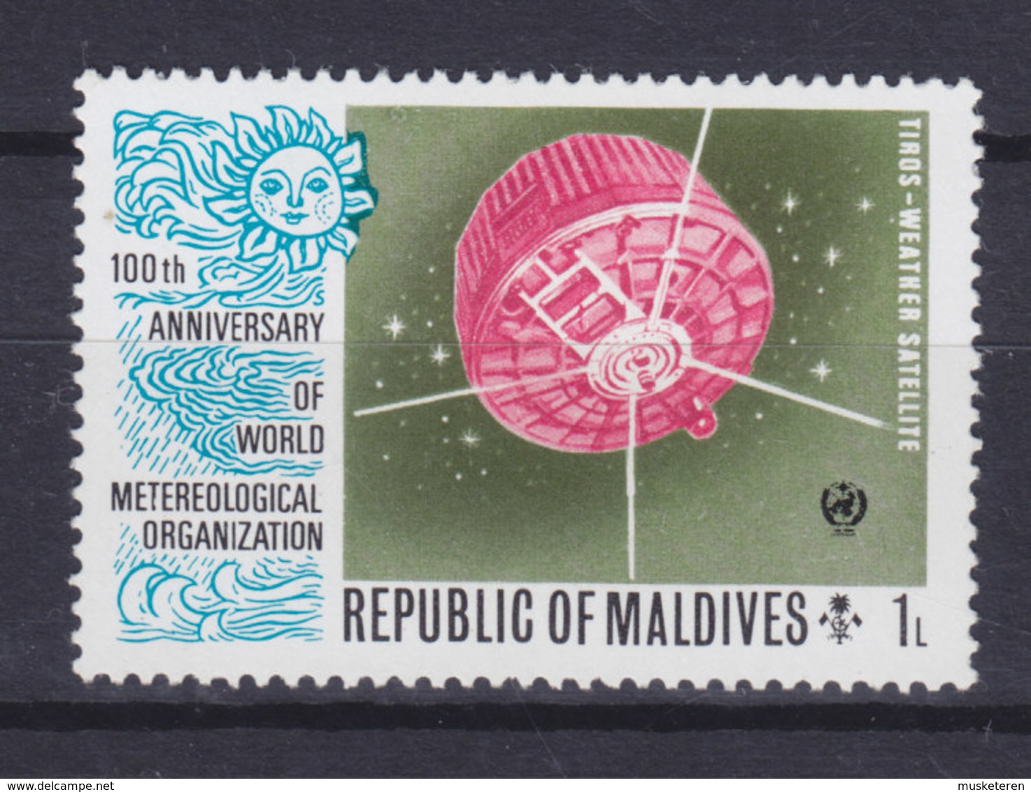 Maldives 1973 Mi. 479    1 L Weltorganisation Meteorologie (WMO) Wettersatellit 'Tiros', MNH** - Maldiven (...-1965)