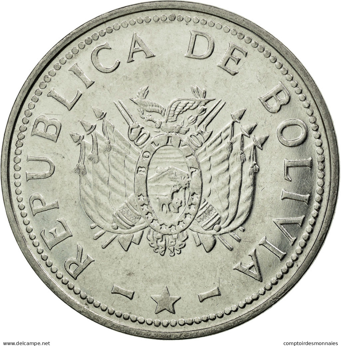 Monnaie, Bolivie, Boliviano, 2008, TTB, Stainless Steel, KM:205 - Bolivie