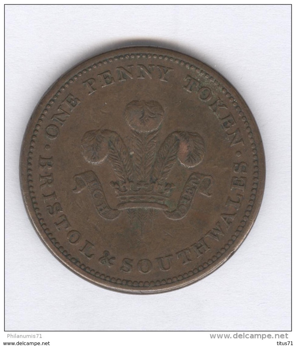 One Penny Token - Bristol And SouthWales - Virtute Et Industria - 1811 - TTB+ - C. 1 Penny