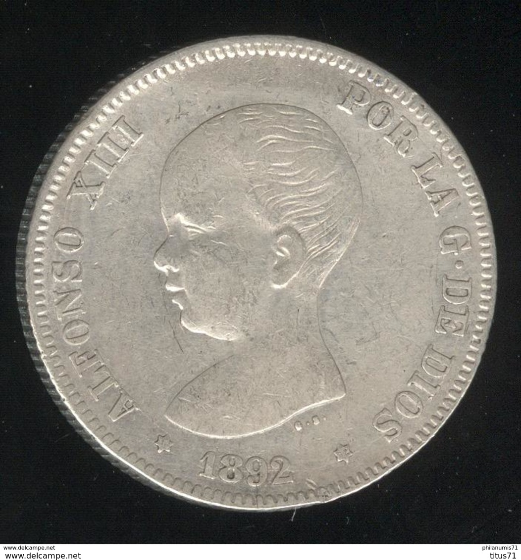 2 Pesetas Espagne 1892 - Alphonse XIII - Verzamelingen