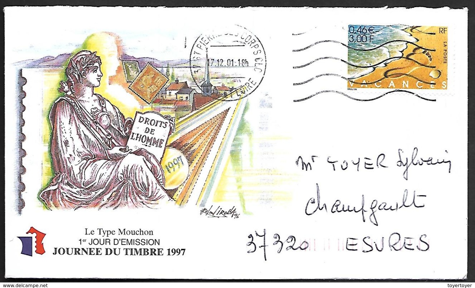 LF B88  De 2001 Timbre N°3400 Variété Sans Phosphore Sur Enveloppe Ayant Circulé - Briefe U. Dokumente