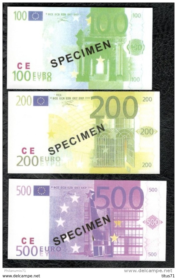 Série De 7 Billets 5 à 500 Euros Factices - Papier Glacé - Taille Inférieure Aux Vraies Coupures - Specimen