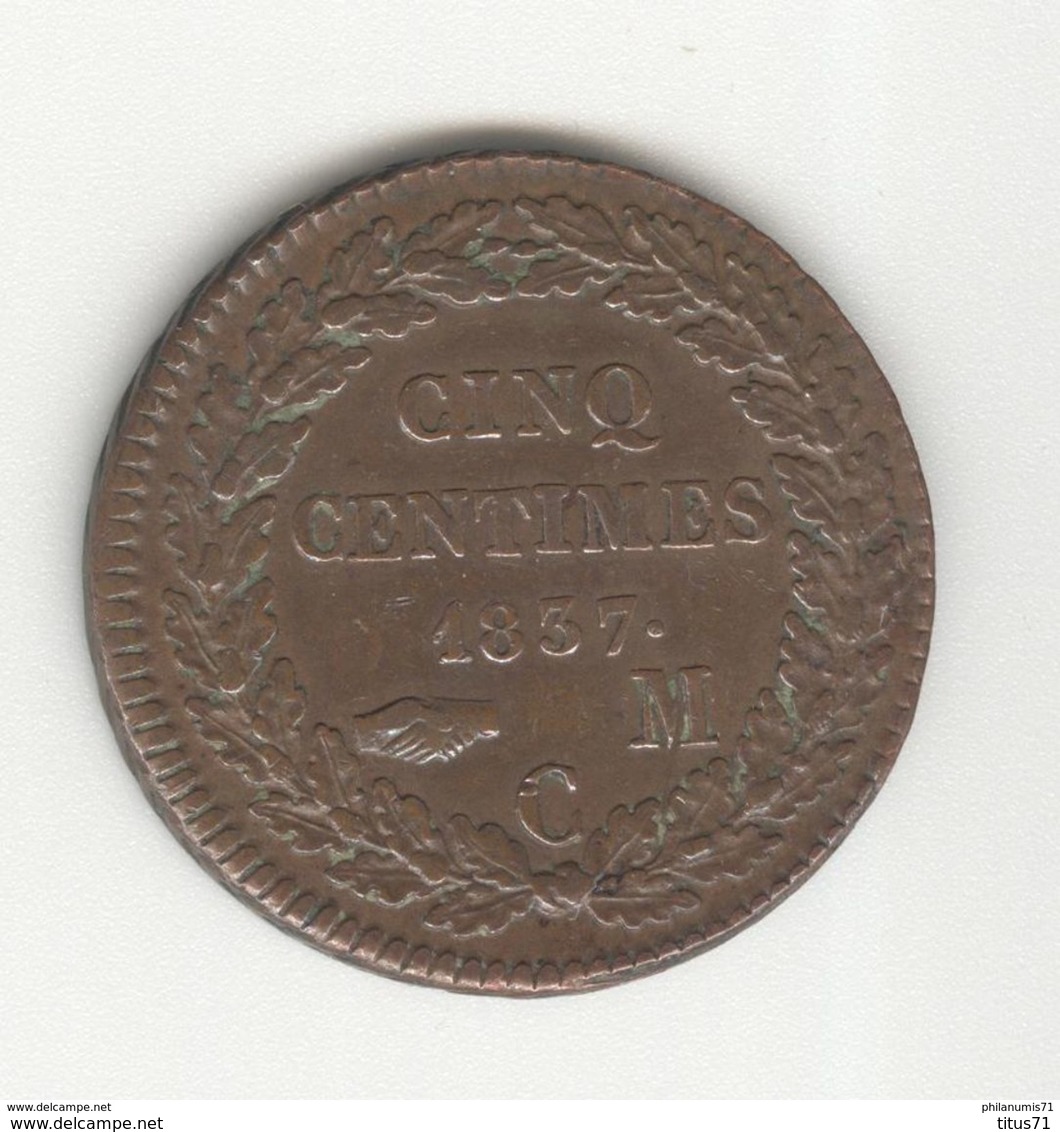 5 Centimes Monaco 1837 MC Honoré V - TTB+ à SUP - 1819-1922 Honoré V, Charles III, Albert I