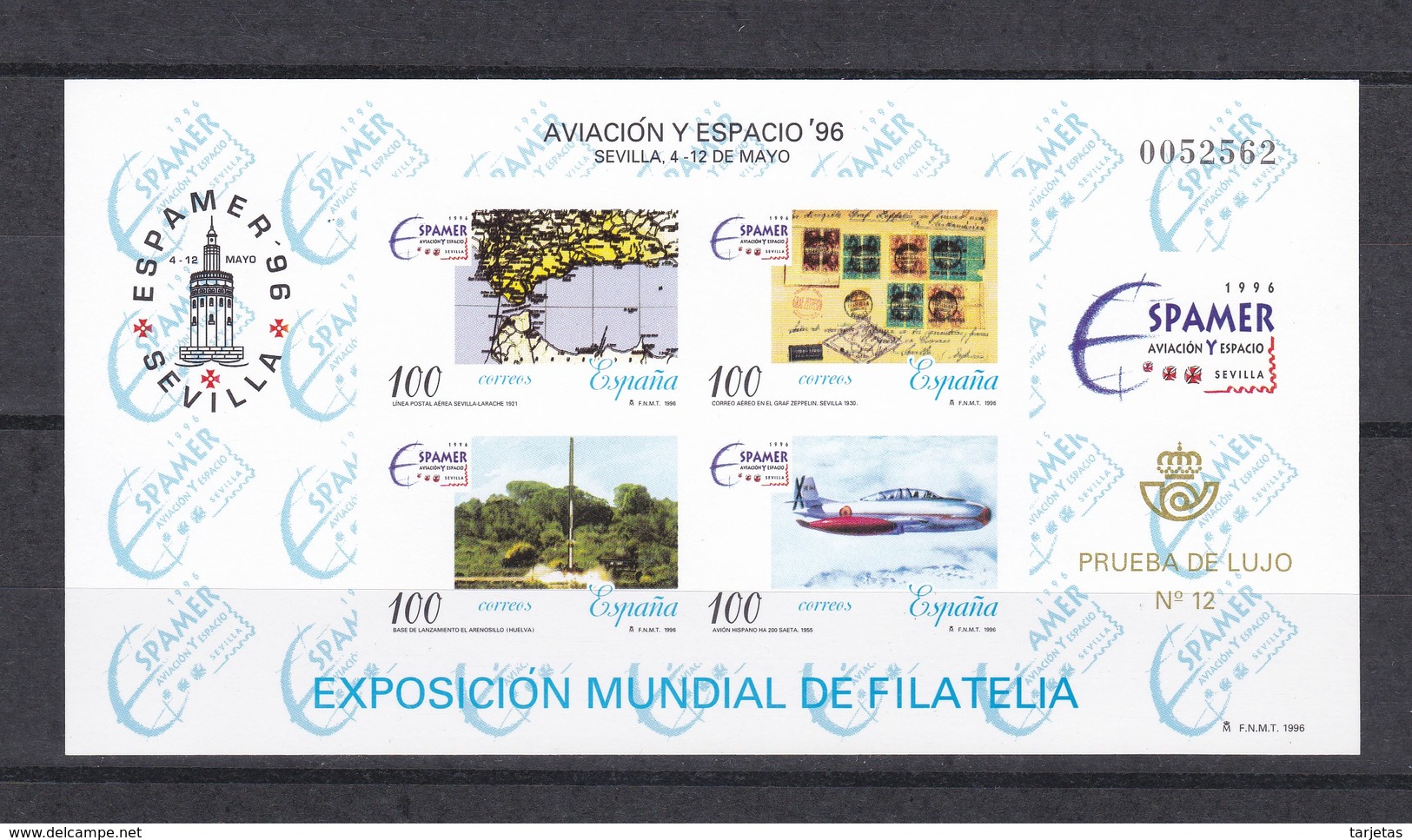 Nº 59 PRUEBA DE LUJO DE LA EXPOSICION DE AVIACION Y ESPACIO DE SEVILLA  DEL AÑO 1996 - Proeven & Herdrukken