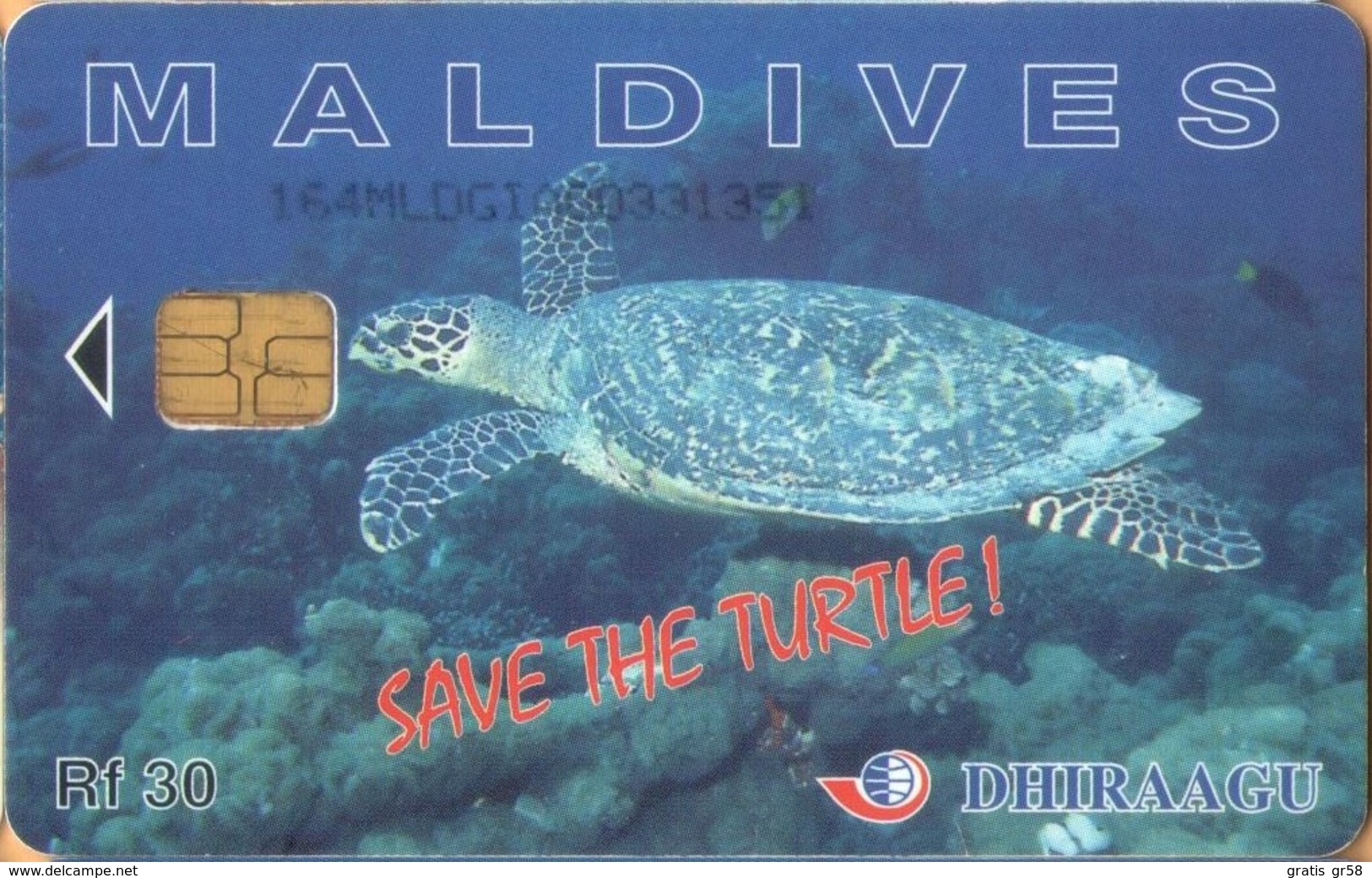 Maldives - 164MLDGIA, Save The Turtle!, Sea Life, 1997 Visit Maldives, Used As Scan - Maldives