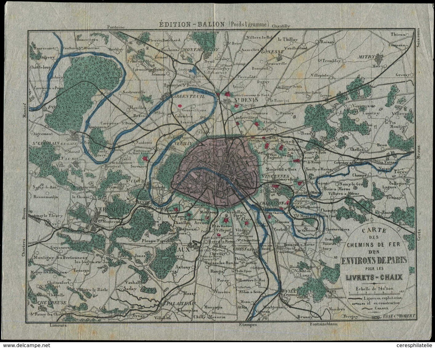 Let Guerre De 1870 -  Carte Des Chemins De Fer Des Environs De Paris, Edition Balion, 1870, TB - Krieg 1870