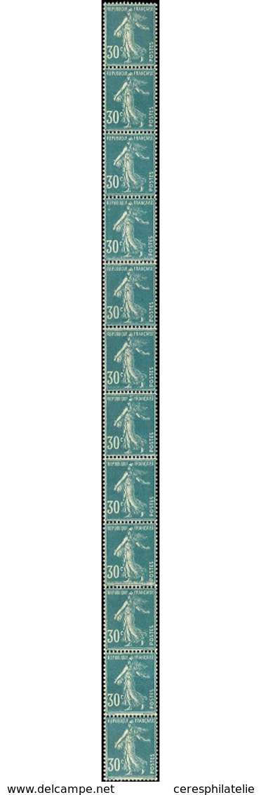 ** ROULETTES - 18  Semeuse Camée, 30c. Bleu, BANDE De 12, 2 Ex. *, TB - Rollen