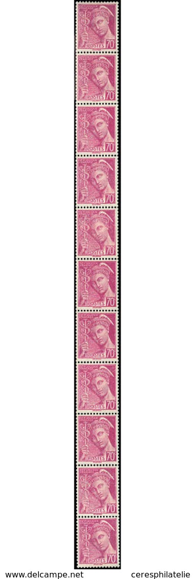 ** ROULETTES - 35  Mercure, 70c. Lilas-rose, BANDE De 11, 2 Ex. *, TB - Rollen