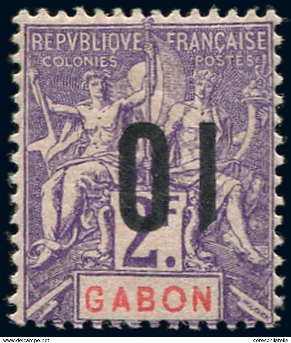 * GABON 77a : 10 Sur 2f. Violet Sur Rose, Surcharge RENVERSEE, TB - Autres & Non Classés