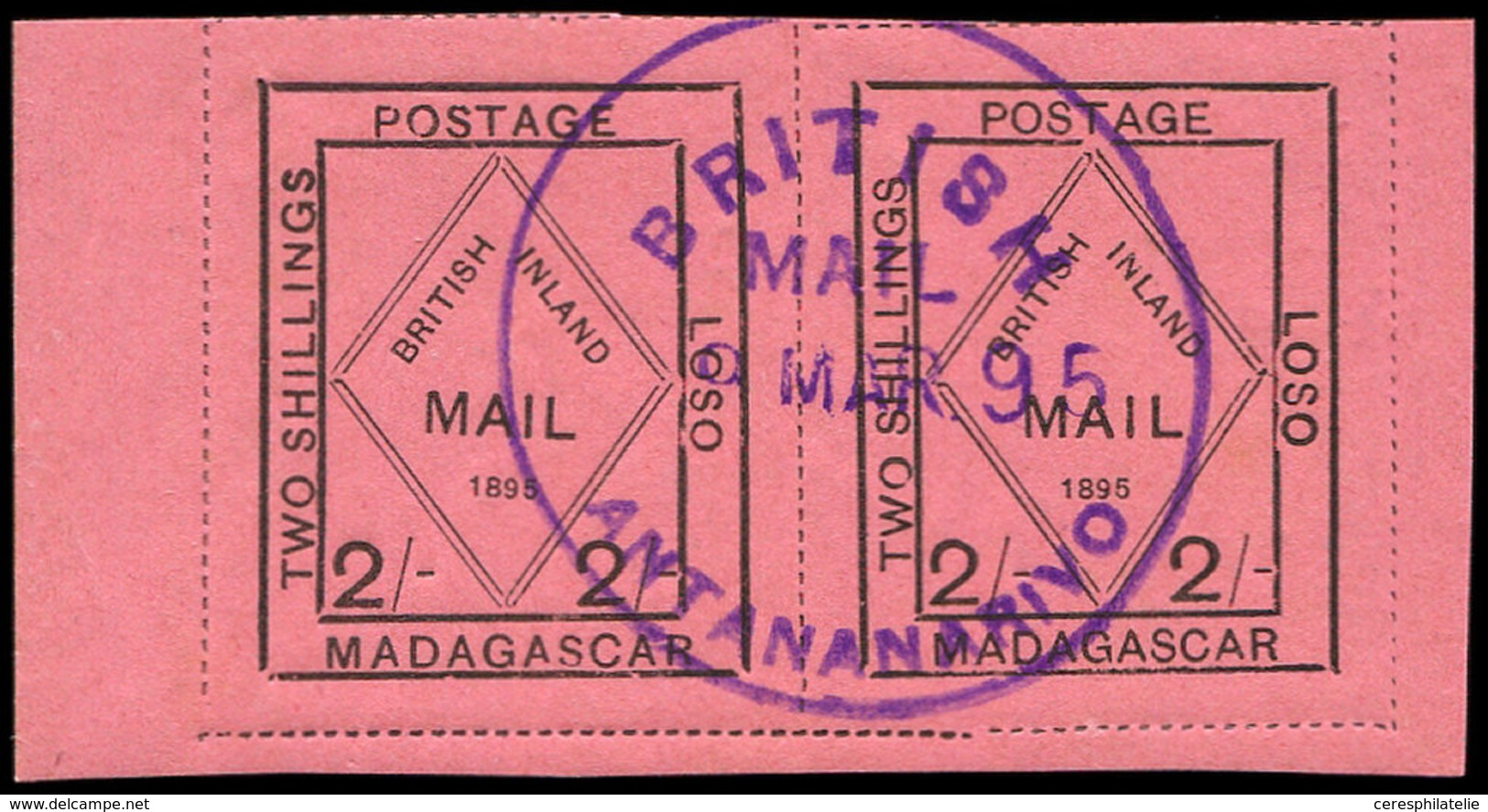 MADAGASCAR Courrier Consulaire Britannique 53 : 2s. Rose, PAIRE Avec Bords, Obl., TB - Sonstige & Ohne Zuordnung