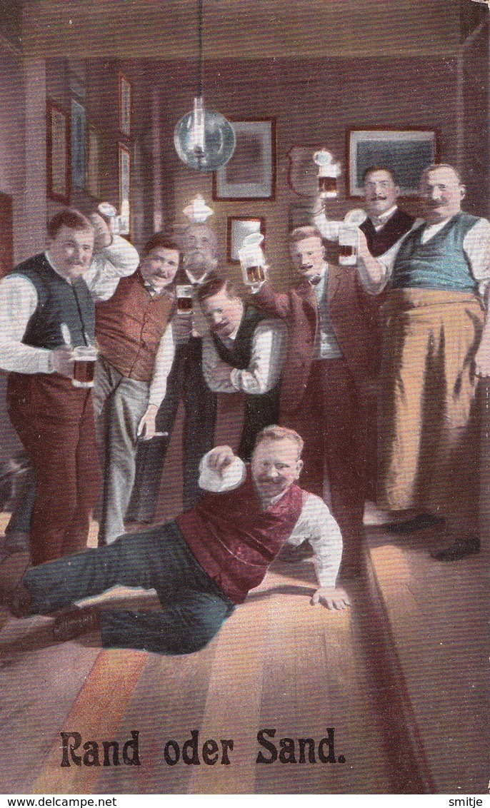 SPORT BOWLING KEGELEN KEGELN - RAND ODER SAND - AND BEER - OLD POSTCARD - Bowling