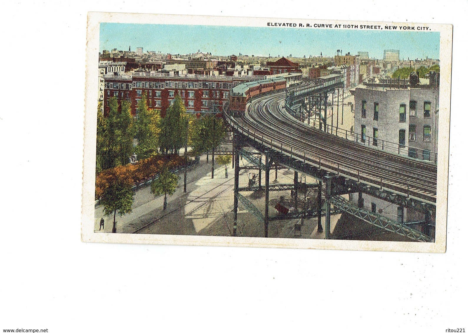 Cpa - New York City - Elevated R.r. Curve At 110TH Street - Train Suspendu - 1931  - Chemin De Fer - Transports