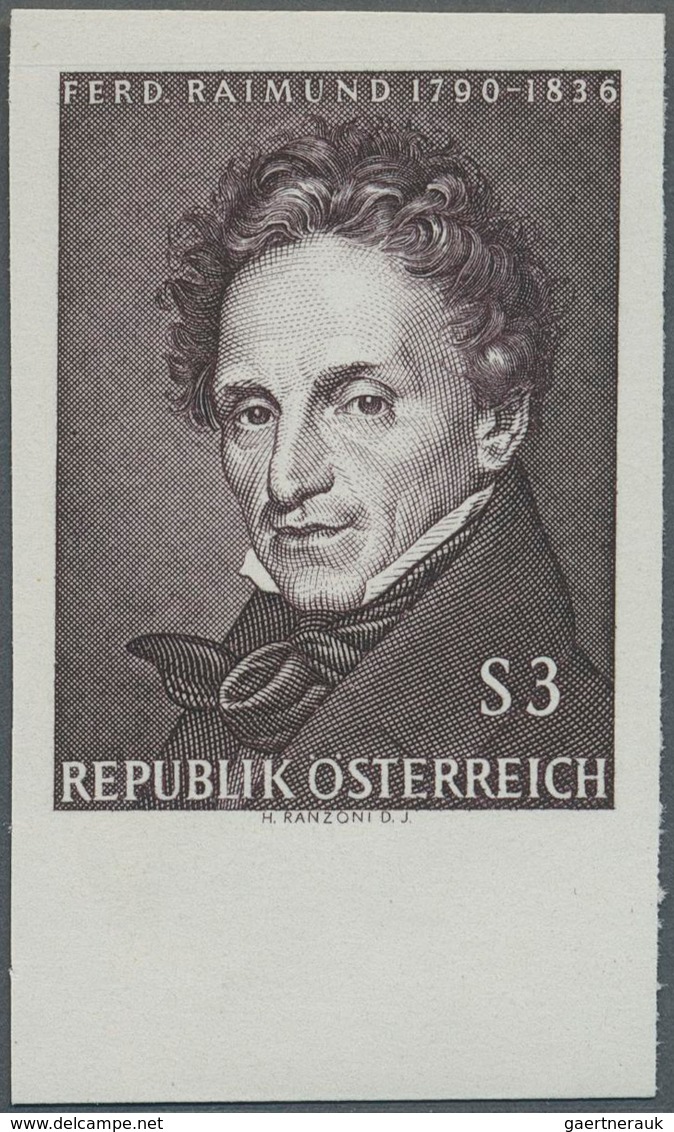 Österreich: 1965, 3 Sch. "Ferdinand Raimund", Ungezähntes Unterrandstück, Postfrisch, Unsigniert. Mi - Other & Unclassified