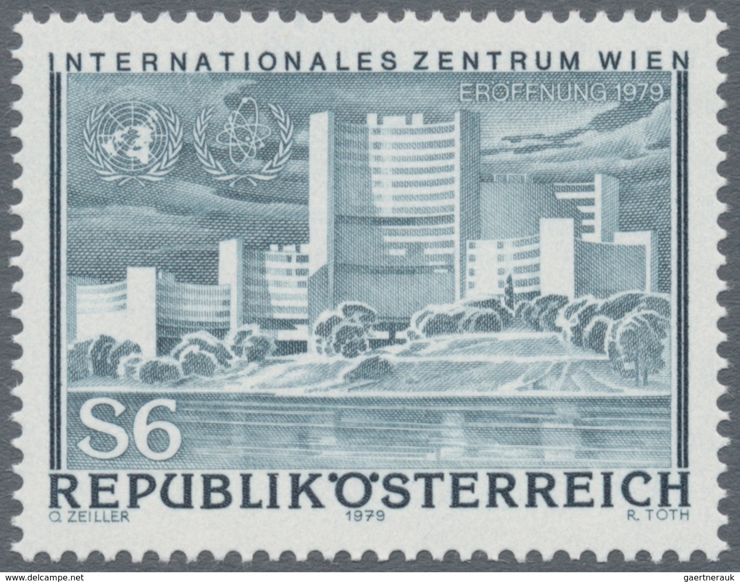 Österreich: 1979, 6 Sch. "Donaupark-Zentrum", drei Phasendrucke in Schwarz (1.-3. Phase), je Einzela