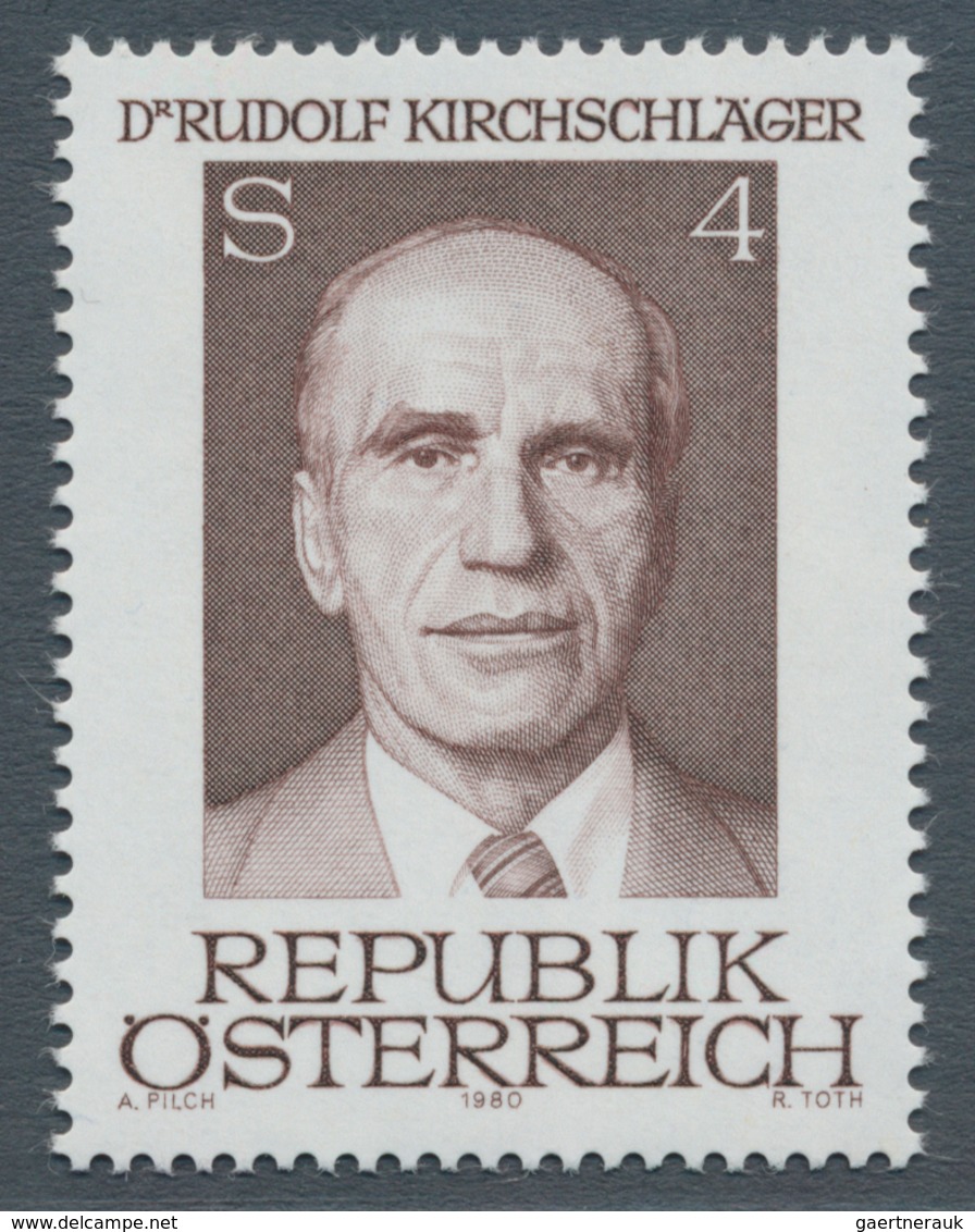 Österreich: 1980. Bundespräsident Dr. Rudolf Kirchschläger, 65. Geburtstag, Mit Der Abart "Farbe Rot - Sonstige & Ohne Zuordnung