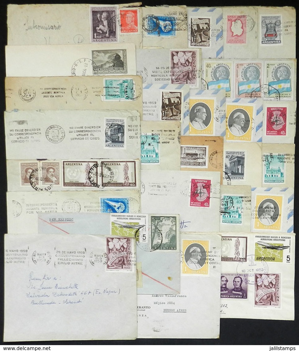 ARGENTINA: 27 Used Covers Franked With Commemorative Stamps Issued Between 1950 And 1959, VF Quality - Brieven En Documenten