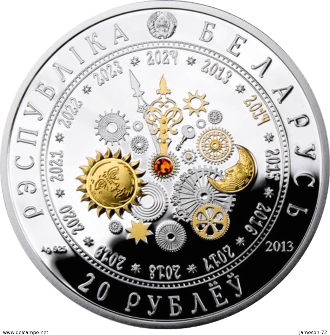 BELARUS - Gold Plated Silver With Swarovski Crystal 20 Rubles 2014 & COA - Edelweiss Coins - Wit-Rusland