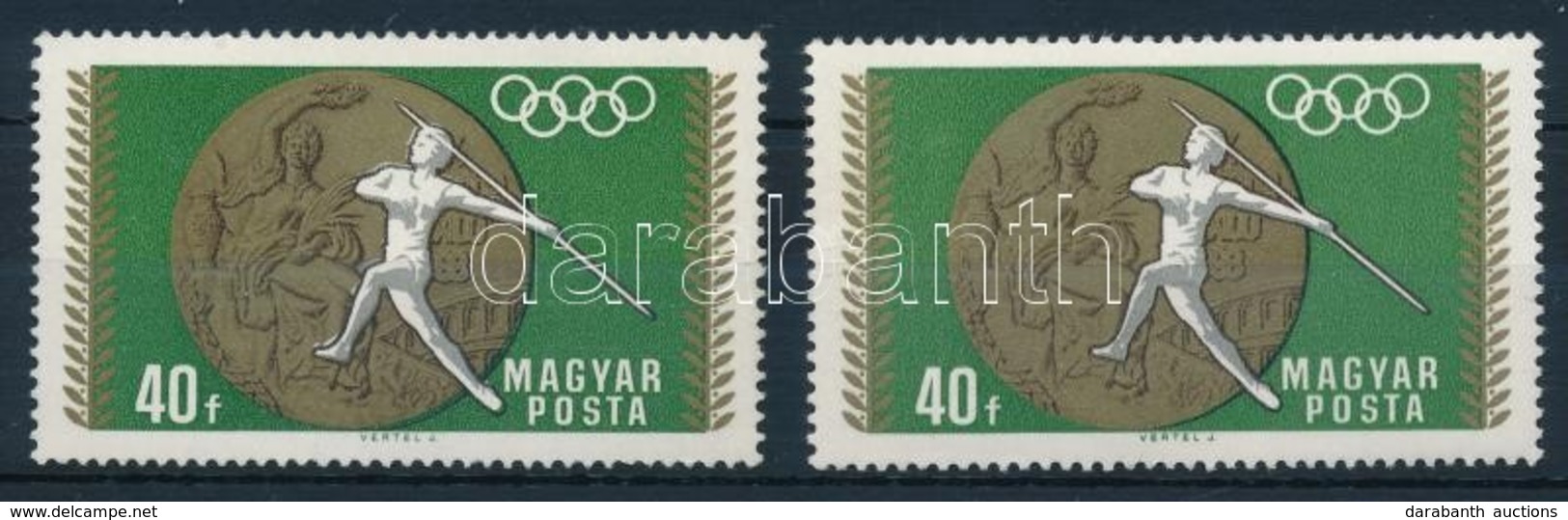 ** 1969 Olimpiai érmesek 40f, Eltolódott Fekete Színnyomat - Autres & Non Classés