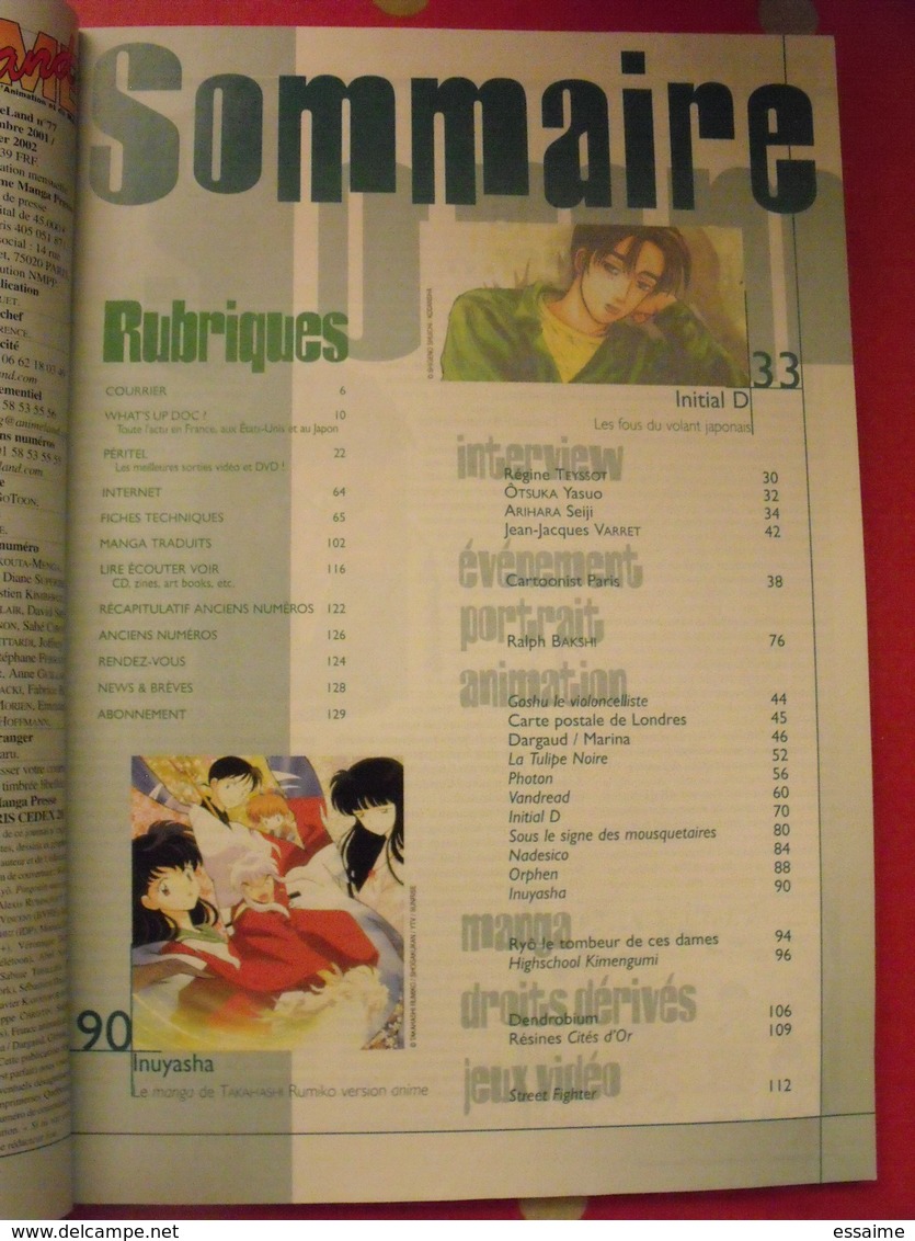 Anime Land N° 77. Décembre 2001-janvier 2002. Le Premier Magazine De L'animation Et Du Manga - Magazines