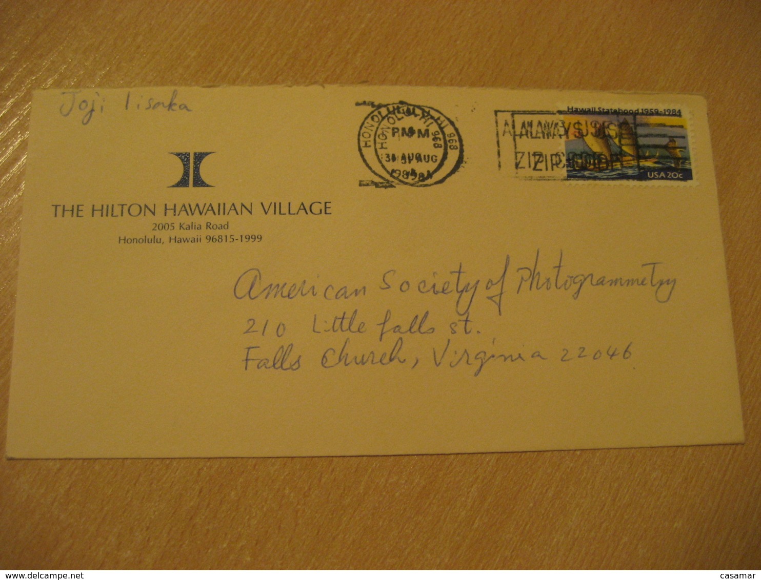 HONOLULU 1984 The Hilton Hawaiian Village HAWAII Cancel Cover USA - Hawaï