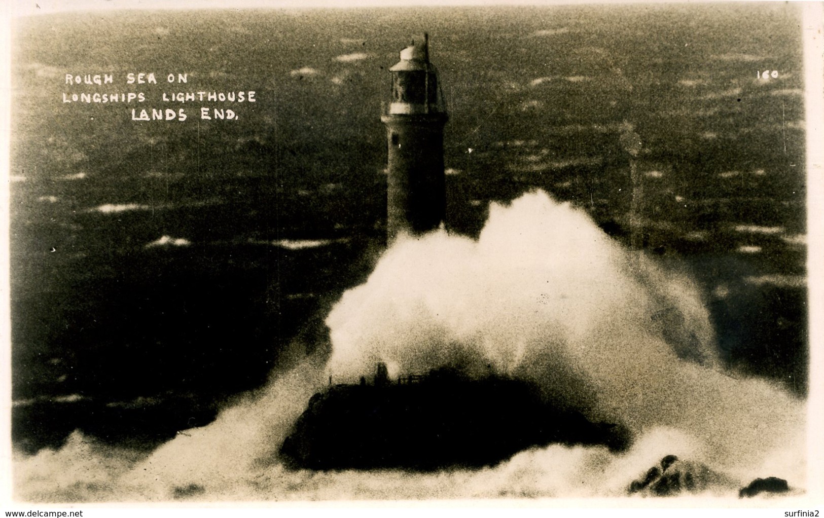 CORNWALL - LANDS END - ROUGH SEA ON LONGSHIPS LIGHTHOUSE RP Co820 - Land's End