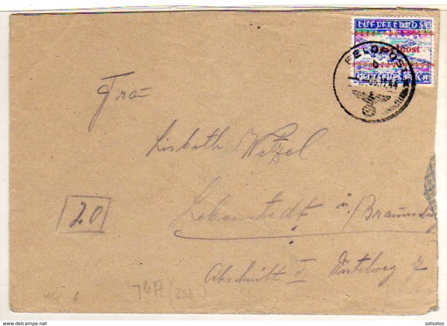 CRETE 5.11.1944: GERMAN OCCUPATION Surcharged INSELPOST German Air Post Stamp On Cover (M #7 - Hellas #1)  Extremely Rar - Kreta