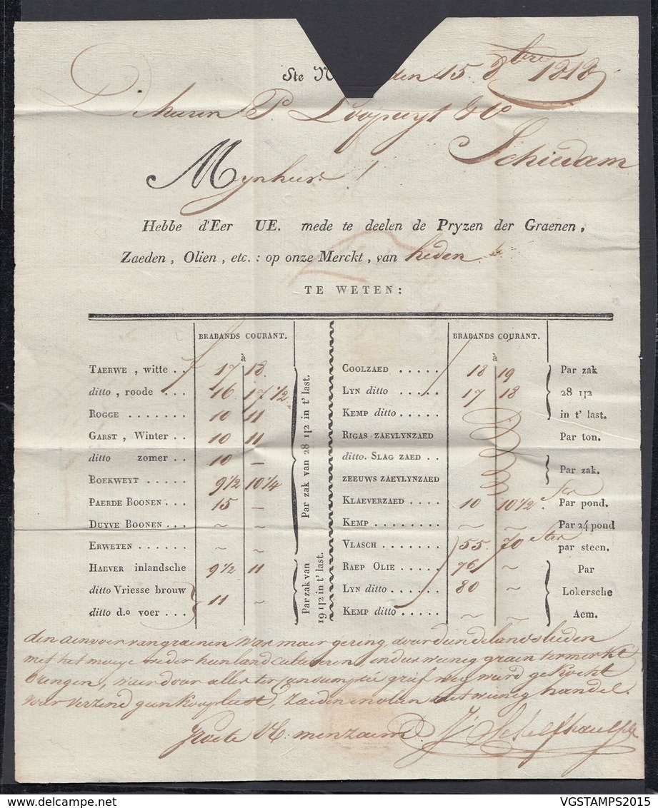 BELGIQUE 1818 De St NICOLAS Vers SCHIEDAM Pays-Bas (6G24549) DC-0904 - 1815-1830 (Dutch Period)