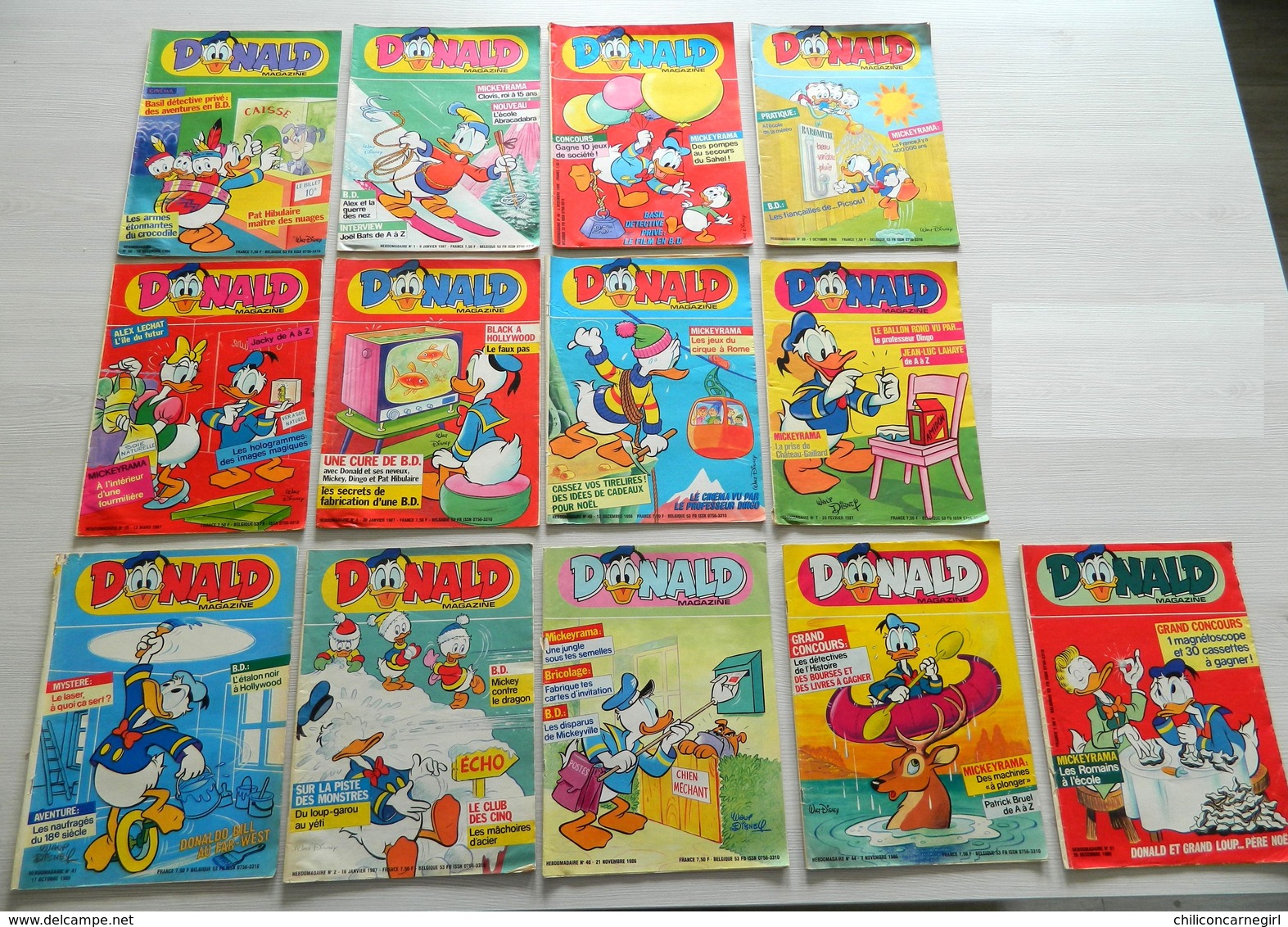 13 Hebdomadaires - Donald Magazine - N° 39,51,7,48,44,49,21,1,50,4,2,10,41 - 1986/1987 - Donald Duck