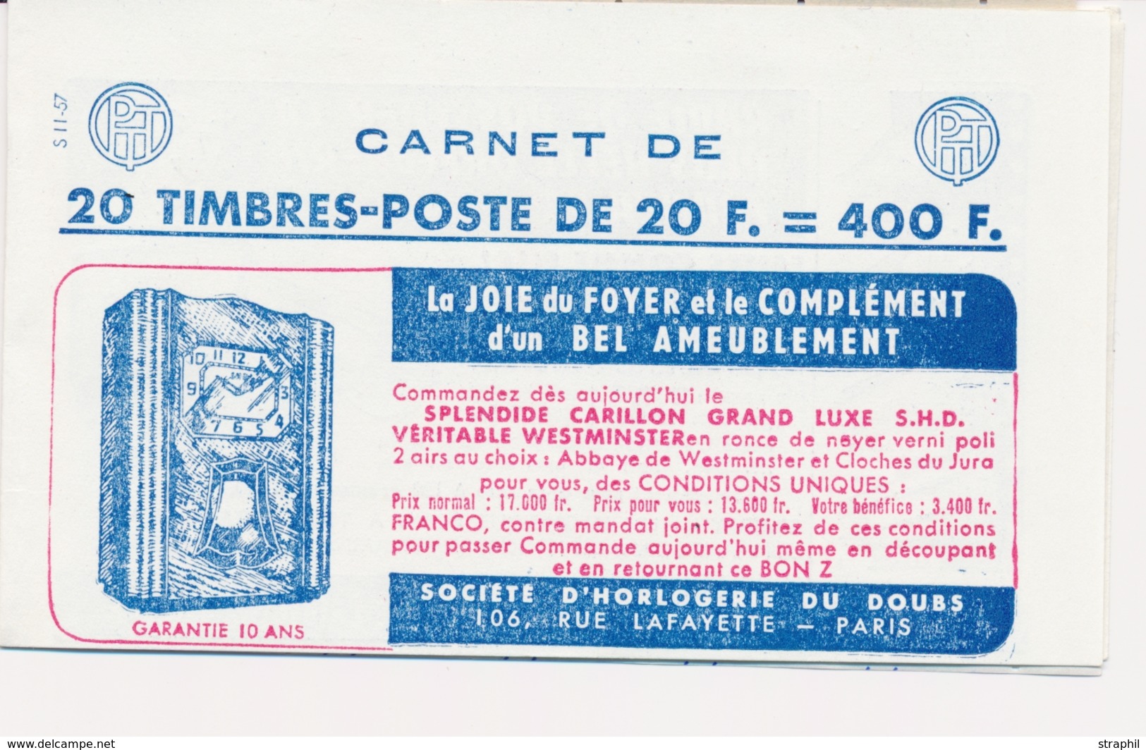 ** CARNETS ANCIENS - ** - N°1011B C6 - S.11.57 - Daté 9/9/57 - TB - Sonstige & Ohne Zuordnung