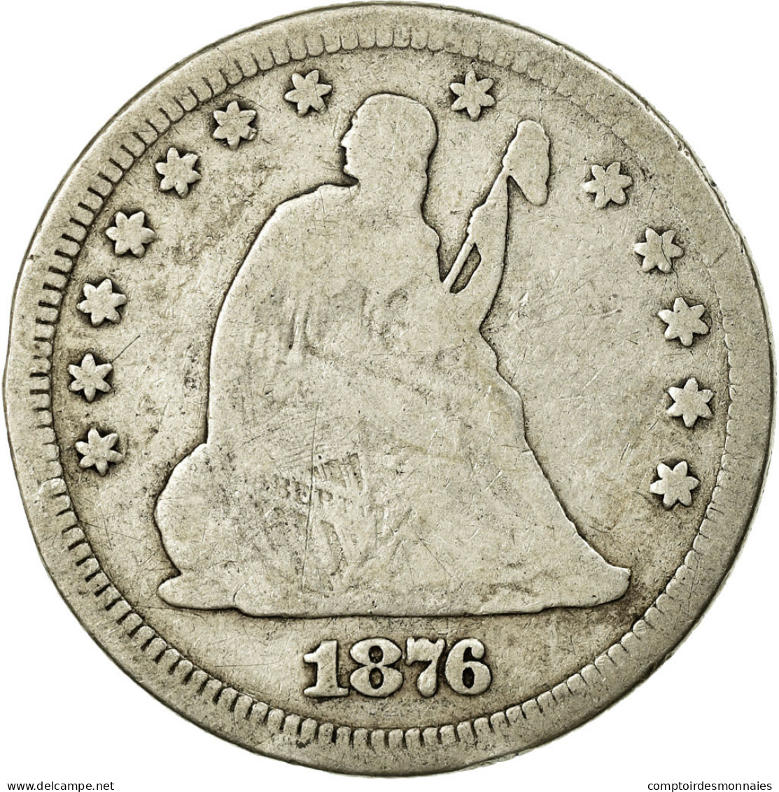 Monnaie, États-Unis, Seated Liberty Quarter, Quarter, 1876, U.S. Mint - 1838-1891: Seated Liberty (Liberté Assise)