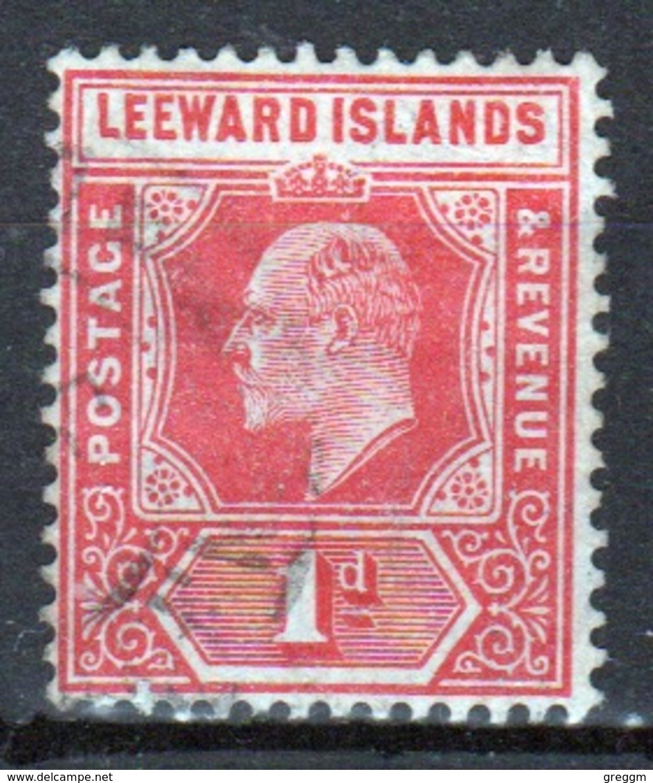 Leeward Islands 1907 Edward VII 1d Bright Red Single Definitive Stamp. - Leeward  Islands