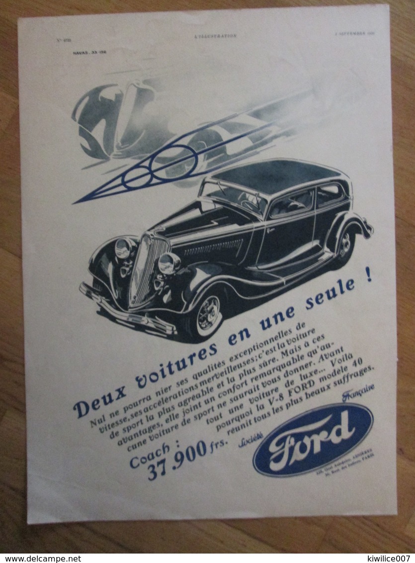 Publicité PEUGEOT  Modèle 40 V=8 1933 - Advertising