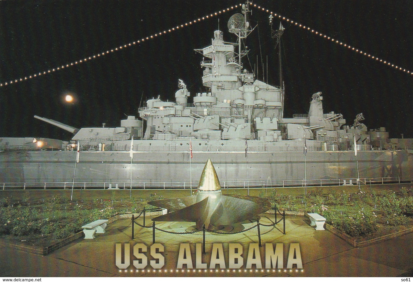 8026 Eb.   USS Alabama At Night - Mobile - Battleship Memorial Park - Mobile