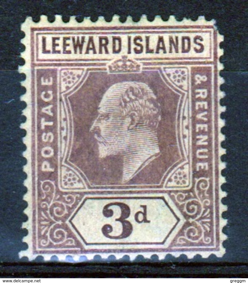 Leeward Islands 1907 Edward VII 3d Purple And Yellow Single Definitive Stamp. - Leeward  Islands