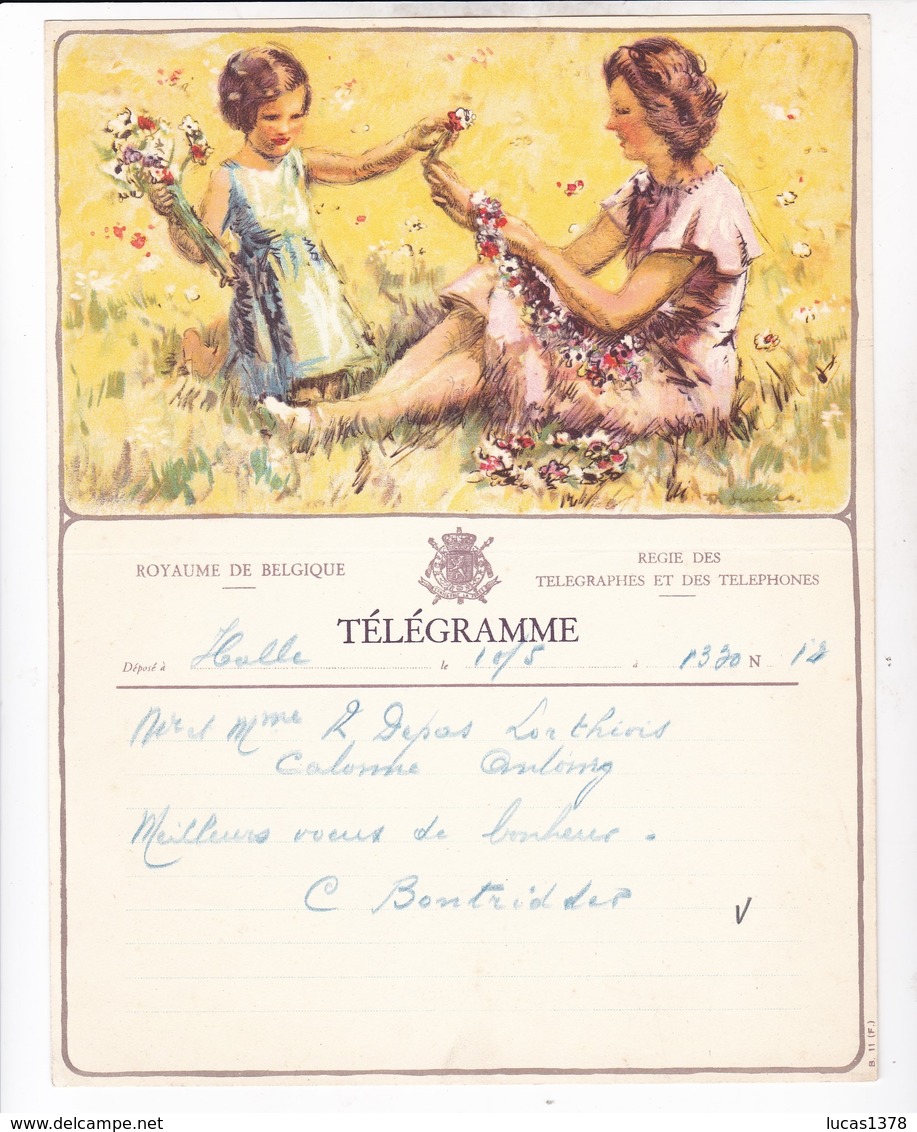 TELEGRAMME DE PHILANTROPIE / NAISSANCE / FEMME ENFANT FLEURS / DEPART HULLES ? - Telegrammen