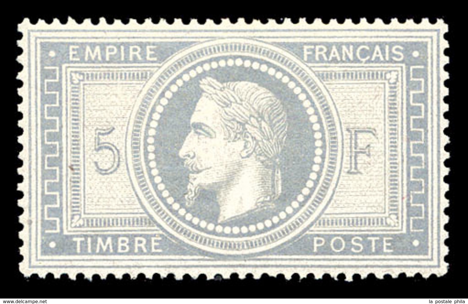 ** N°33a, 5F Gris-bleu, CENTRAGE PARFAIT, FRAÎCHEUR POSTALE. MAGNIFIQUE. R.R. (signé Calves/Brun/certificat)  Qualité: * - 1863-1870 Napoleon III With Laurels