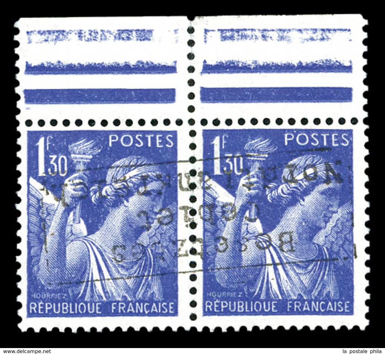 * Iris 1f 30 Bleu Surchargé Coudekerque Bdf. TTB (certificat)  Qualité: *  Cote: 450 Euros - War Stamps