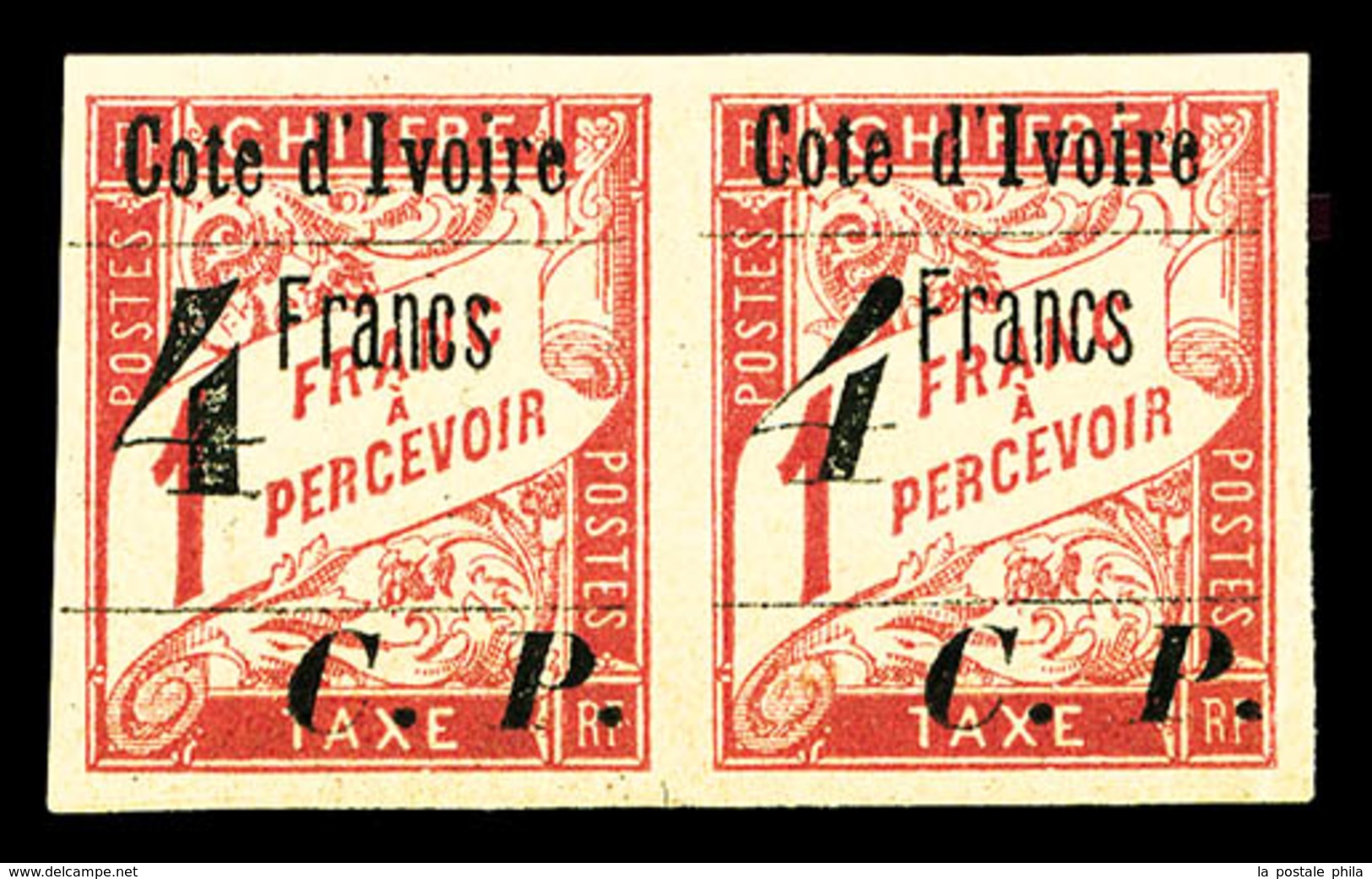 * COTE D'IVOIRE, Colis-Postaux: N°21b, TYPE I Et II SE TENANT, RARE Et SUP (signé Brun/certificat)  Qualité: *  Cote: 30 - Unused Stamps