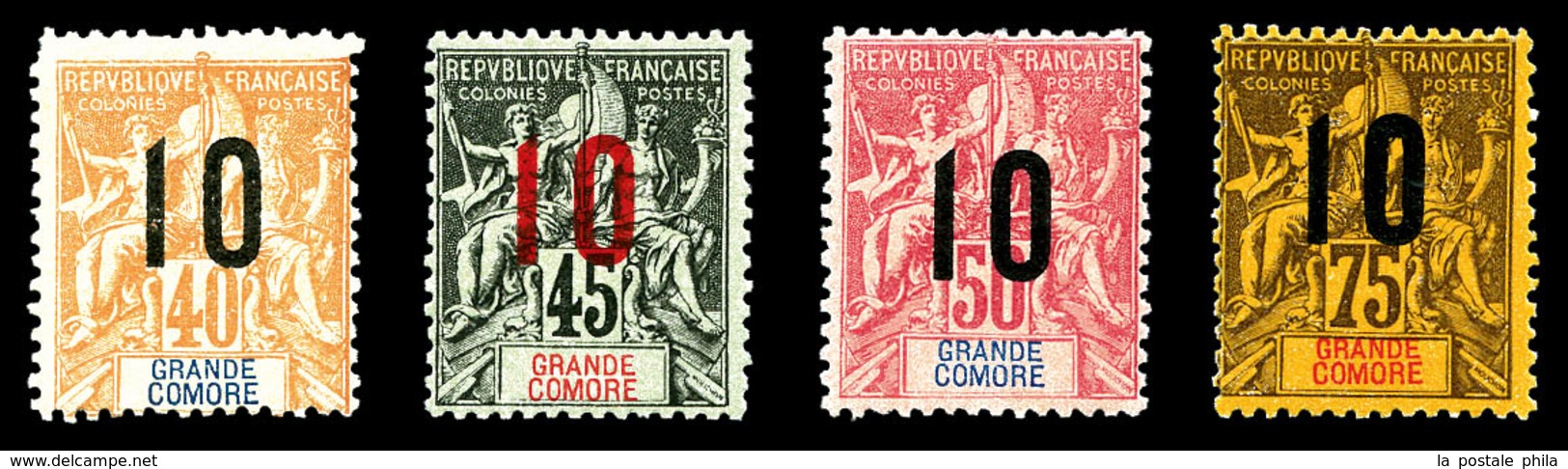 * GRANDE COMORE, N° 26a à 29a, Surcharges Avec Chiffres Espacés. B/TB  Qualité: *  Cote: 175 Euros - Unused Stamps