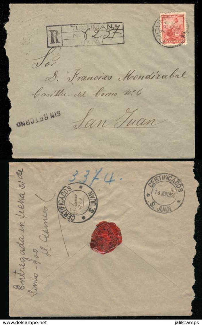 ARGENTINA: Registered Cover Sent From TUCUMÁN To San Juan On 11/JUN/1900 Franked With 30c. Liberty (GJ.231), Upon Arriva - Préphilatélie