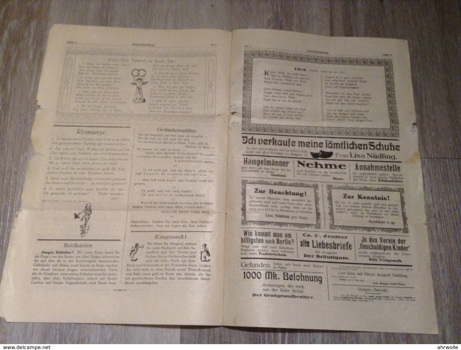 Hochzeits Zeitung Fulda 1920 Vermählung Lisa Kapp August Nüdling - Mode