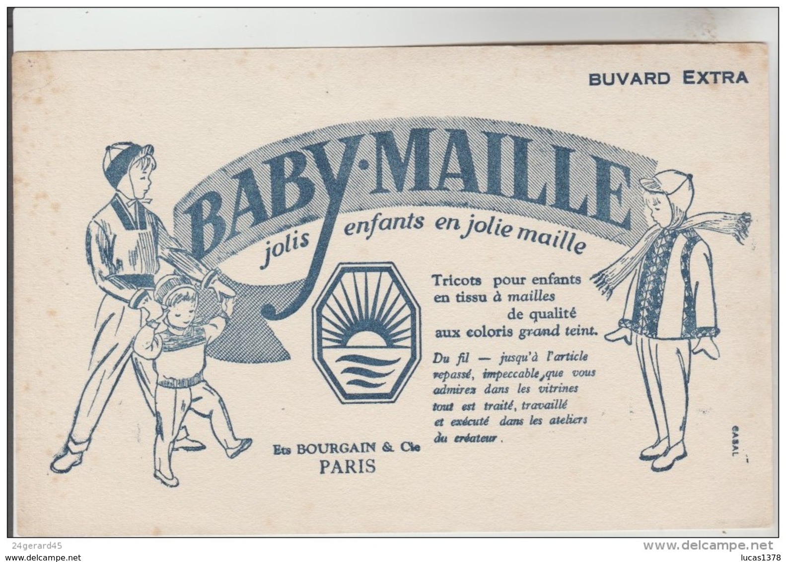 BUVARD TEXTILE VESTIMENTAIRE BABY MAILLE - Etablissements BOURGAIN Et Cie Paris - Kleding & Textiel