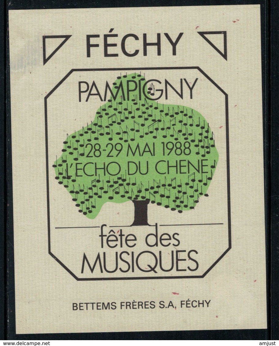 Rare // Etiquette De Vin // Musique // Féchy , Fête Des Musiques Pampigny L'Echo Du Chêne - Musica