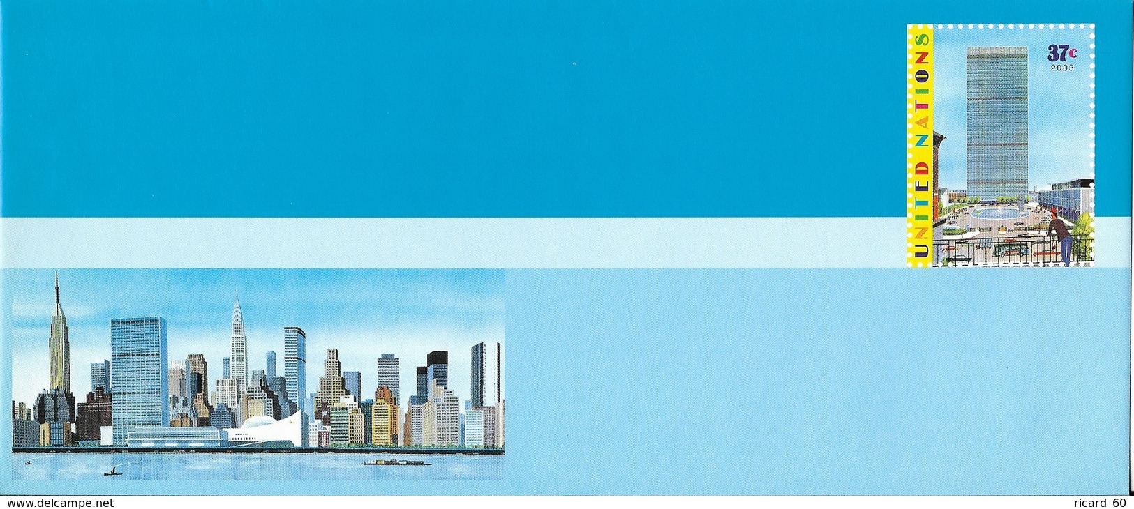 Onu,united Nations, New York , Entier Postal  2003, Env Neuve, Manhattan, This Is The United Nations 240x106 - Covers & Documents