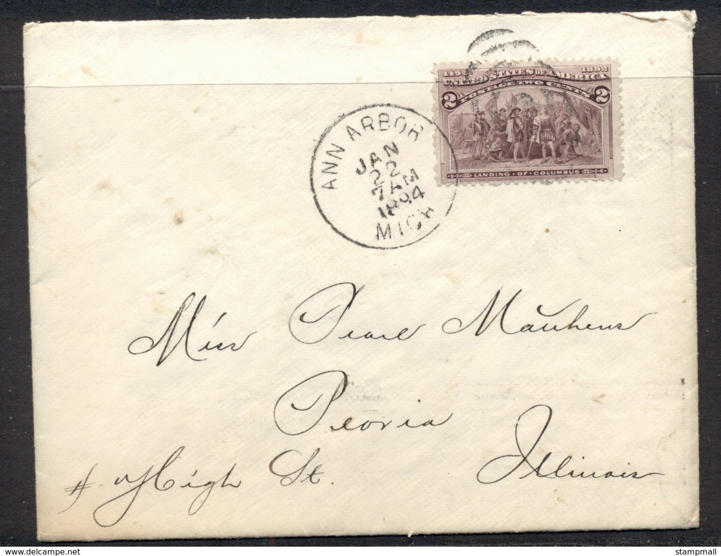 USA 1894 2c Columbian Cover To Illinois - Other & Unclassified