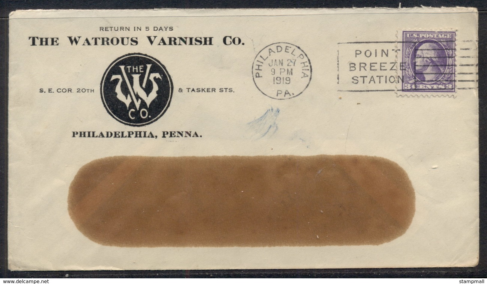 USA 1919 3c Washington Advertising Cover, Varnish, Paint - Autres & Non Classés