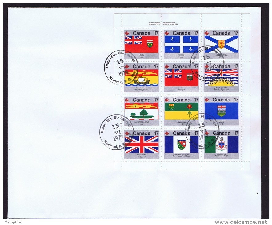 1979   Canada Day  - Flags Of The Provinces And Territories Sc 822a Pane Of 12 (821-832) - 1971-1980